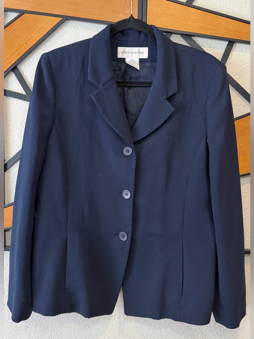Jones New York Navy Three-Button Tailored Blazer